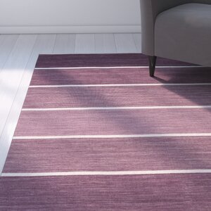 Carressa Hand-Woven Eggplant/White Area Rug