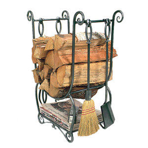 Arrington 4-Piece Fireplace Set and Log Holder