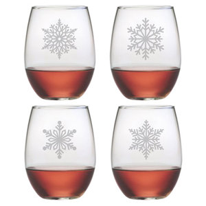 Paper Snowflakes 21 oz. Stemless Wine Glass