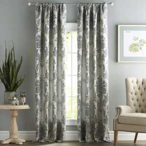 Beere Damask Room Darkening Rod Pocket Single Curtain Panel