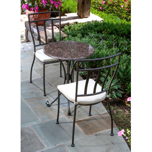 Patio Bistro Sets Birch Lane Ponza Granite 3 Piece Bistro Set With Cushions