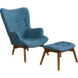 Canyon Vista Mid-Century Wingback Chair and Ottoman