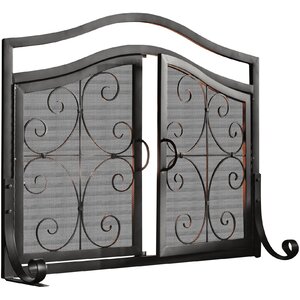 Small Crest Fireplace Screen with Doors