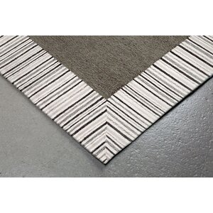 Cosmo Pinstripe Border Hand Tufted Gray Area Rug