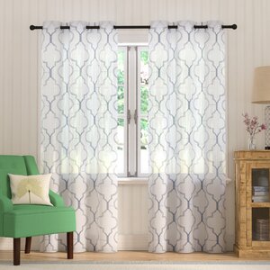 Sorensen Geometric Sheer Grommet Curtain Panels (Set of 2)