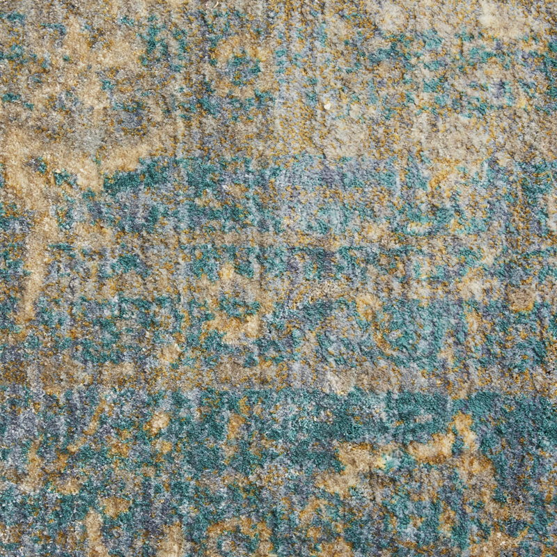Birch Lane™ Jonas Teal Blue/Mustard Beige Area Rug & Reviews Wayfair