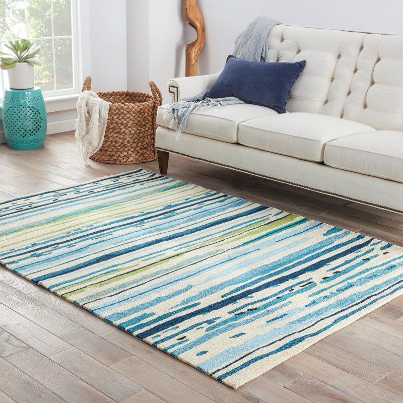 Laude Run Angelina Hand Hooked Polypropylene Blue Green Outdoor Angelina Hand Hooked Polypropylene Blue Green Outdoor Area Rug