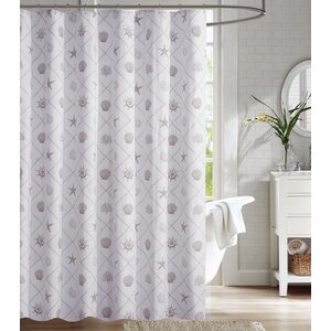 Nedra Coastal Trellis 100% Cotton Shower Curtain