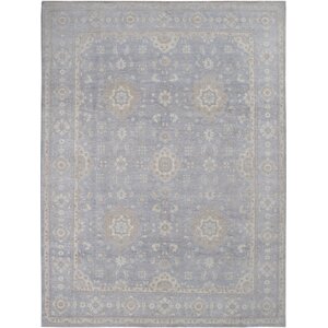 Hand-Knotted Blue/Beige Area Rug