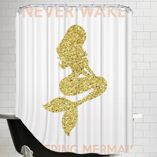 Peach Bathroom Accessories Wayfair Peach Gold Never Wake A Sleeping Mermaid Shower Curtain