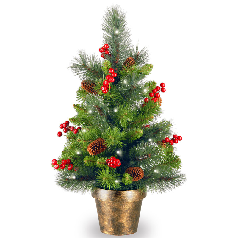 Spruce Small 2 Green Artificial Christmas Tree With 35 White Lights LED Spruce Small 2 Green Artificial Christmas Tree With 35 White Lights LED