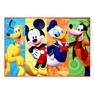 Disney Mickey Mouse Polyester Blue/Yellow/Orange Kids Rug