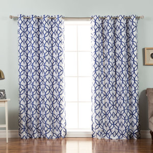 Trellis Geometric Blackout Thermal Grommet Single Curtain Panel