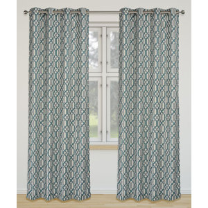 Linked Geometric Semi-Sheer Grommet Panel Pair (Set of 2)