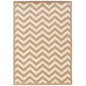 Hand-Hooked Beige/Ivory Area Rug