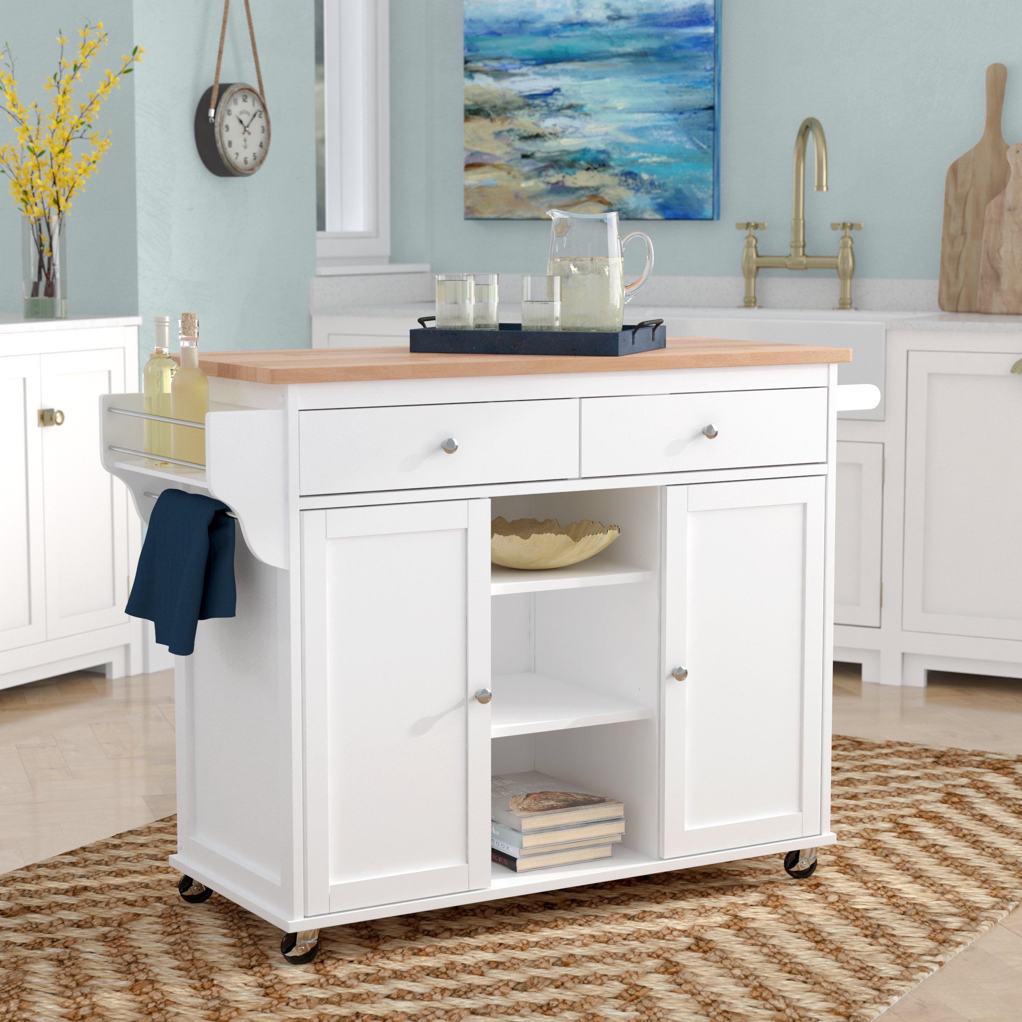 Beachcrest Home Wilson Modern Kitchen Island With Wood Top Reviews