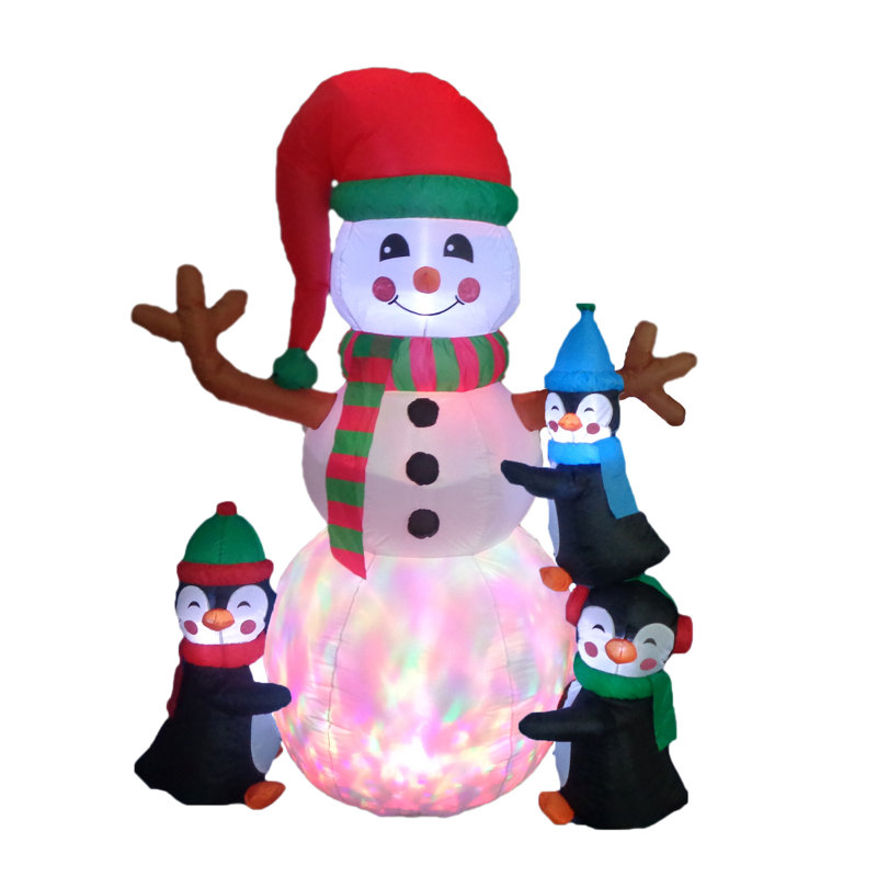 the holiday aisle christmas inflatable penguins building snowman