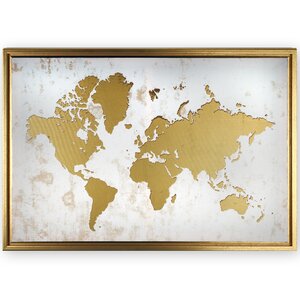 'Framed World Map' Graphic Art Print on Canvas