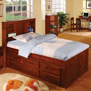 Kaitlyn Captain Twin Storage Bookcase Bed with Trundle
