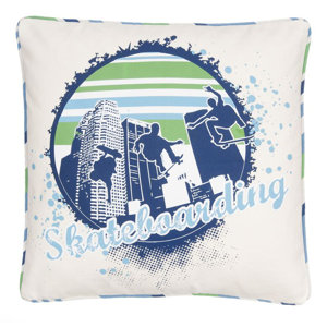 Born to Skate Skateboarding City Scene Throw Pillow