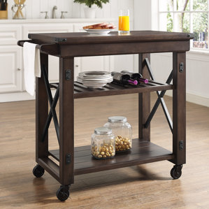 Gladstone Kitchen Island with Wooden Top by Laurel Foundry Modern Farmhouse