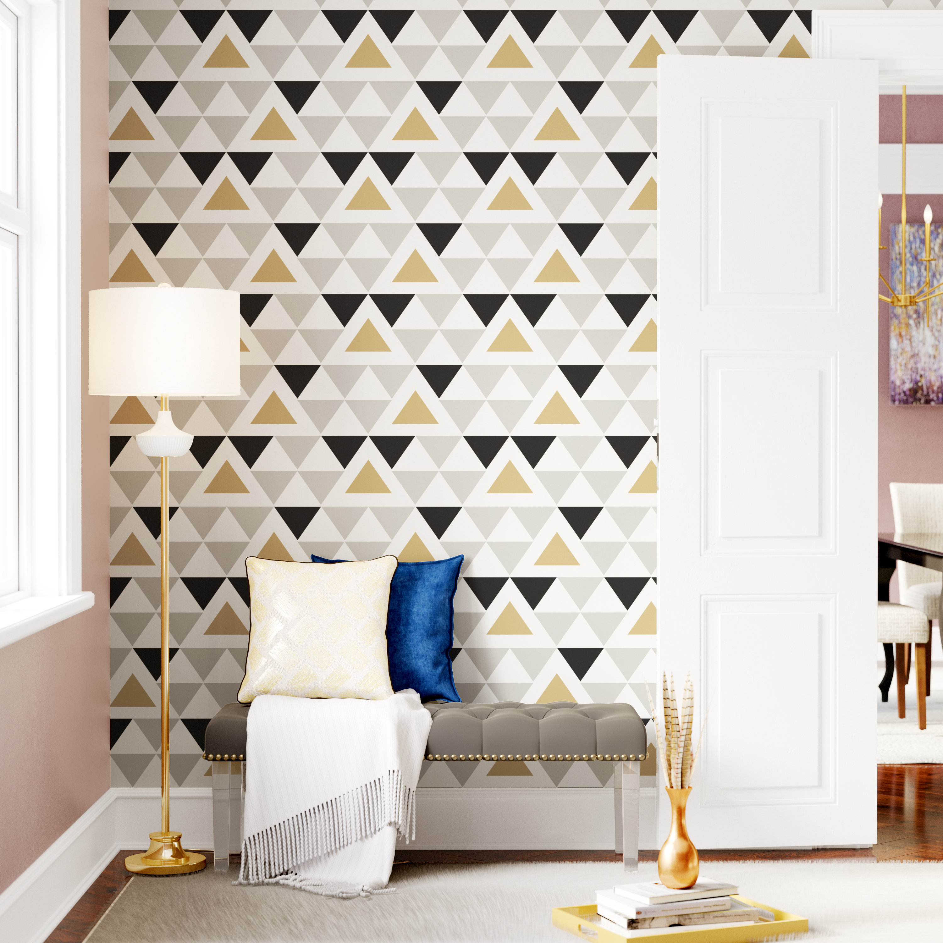 Mercer41 Rodden Triangle 16 5 L X 20 W Geometric And Stick Mercer41 Rodden Triangle 16 5 L X 20 W Geometric And Stick Wallpaper Roll Reviews Wayfair