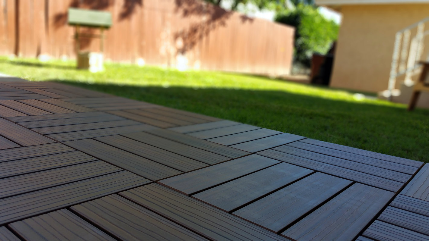 Vifah Composite Walnut 12" x 12" Interlocking Deck Tiles & Reviews