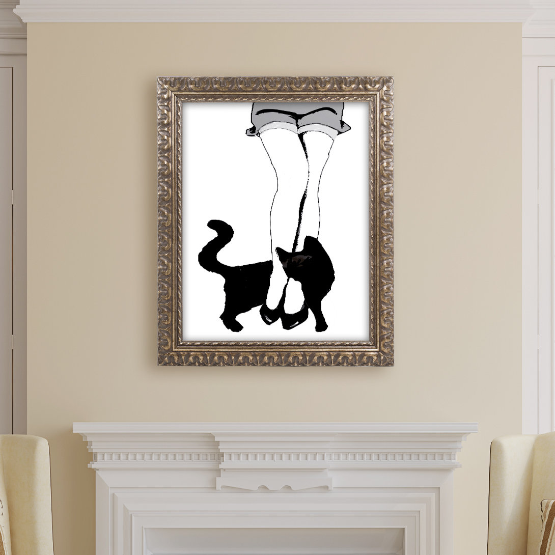 Trademark Art 'Black Cat' Framed Graphic Art Wayfair