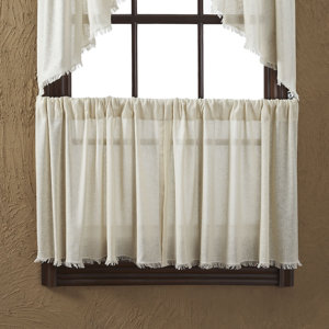 Francoise Cloth Natural Fringed Tier Curtain (Set of 2)