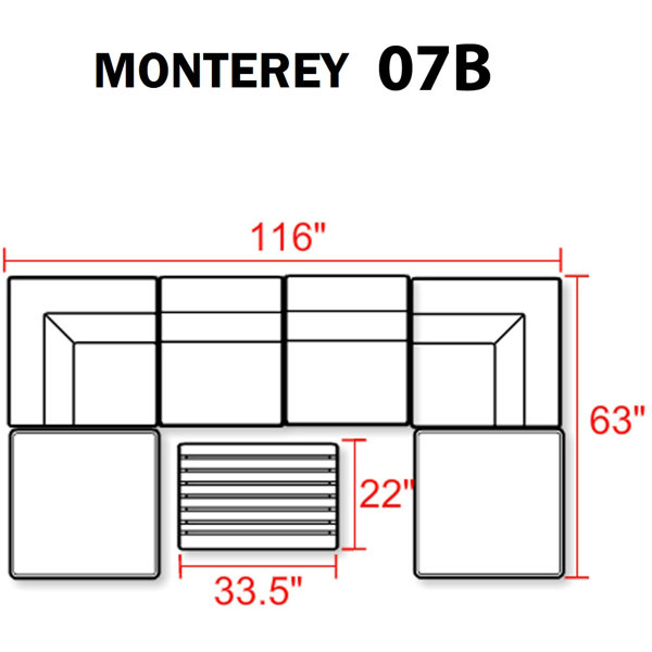 TK Classics Monterey 7 Piece Sectional Set with Cushions & Reviews