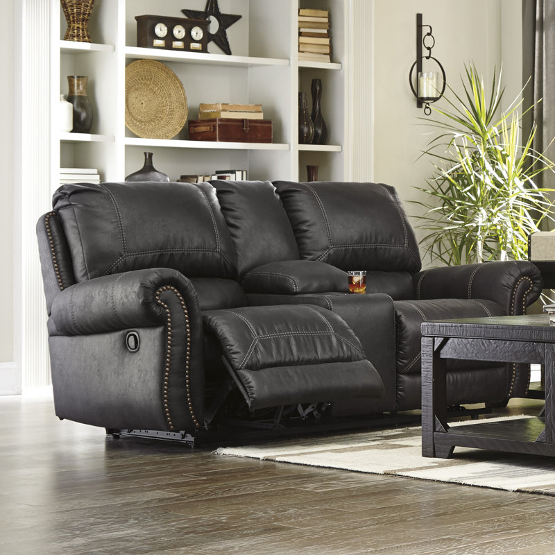 Red Barrel Studio Collier Double Recliner Reclining Sofa With Collier Double Recliner Reclining Sofa With Console