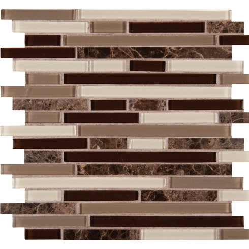 Msi Royal Oaks Blend Interlocking Pattern Gl Mosaic Tile In Brown Wayfair Royal Oaks Blend Interlocking Pattern Gl Mosaic Tile In Brown