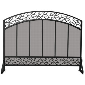 Single Panel Wrought Iron Fireplace Screen