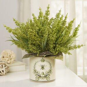 Green Heather in Decoupage Pot