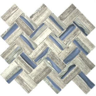 Blue Subway Tile You Ll Love Wayfair Recycle Herringbone Wooden Look 1 X 3 Gl Mosaic Tile In Blue Gray