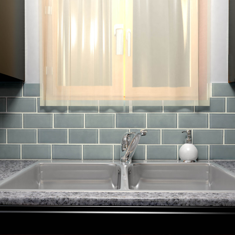 Elitetile Sierra 3 X 6 Gl Subway Tile In Blue Smoke Reviews Sierra 3 X 6 Gl Subway Tile In Blue Smoke
