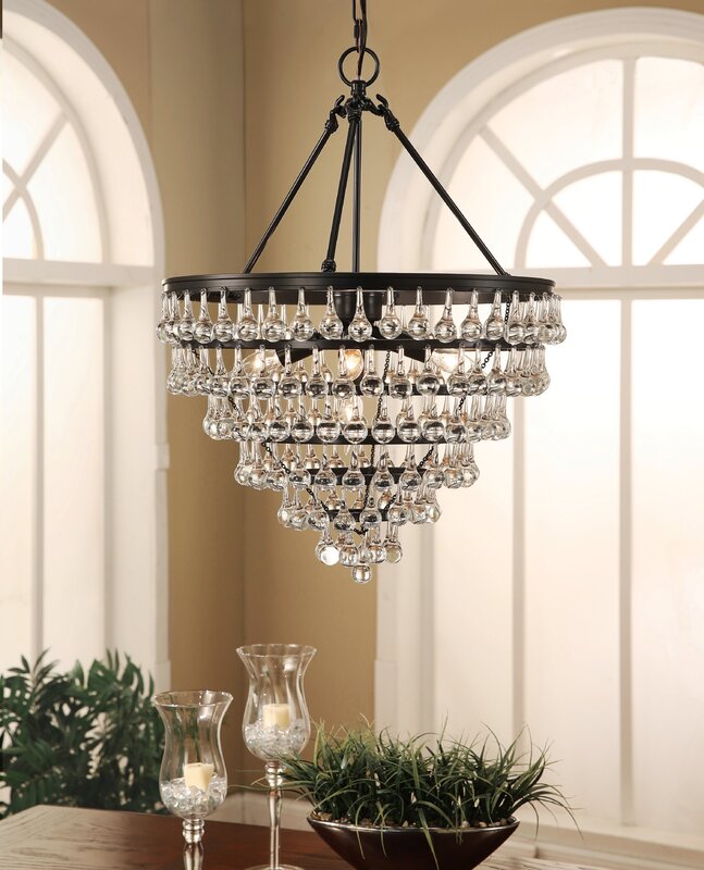 Gracie Oaks Elco Tear Drop 5 Light Crystal Chandelier Reviews Wayfair   Elco Tear Drop 5 Light Crystal Chandelier 