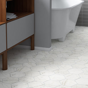 Floor Tile You Ll Love Wayfair Karra Carrara 7 X 8 Porcelain Field Tile In White Gray