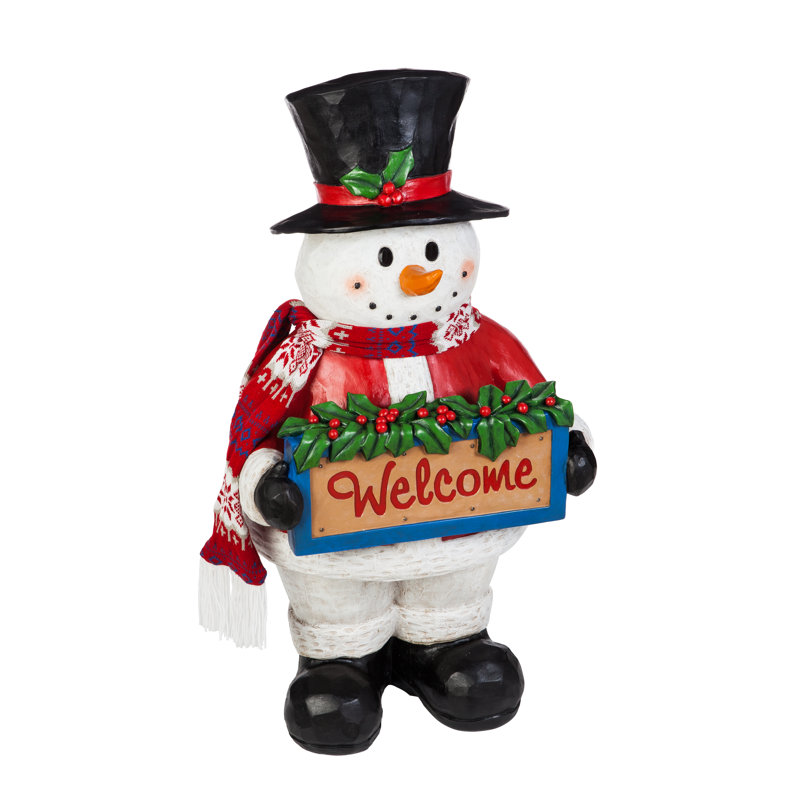 Seasons Greetings Snowman Lighted Statuary Figurine Seasons Greetings Snowman Lighted Statuary Figurine