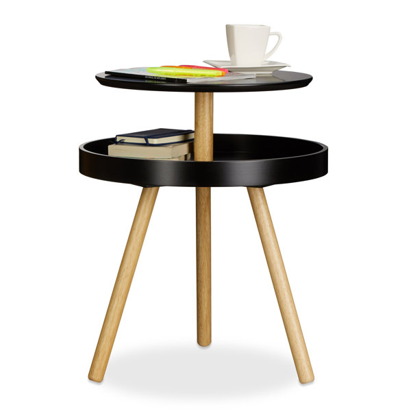 Relaxdays Wooden 3 Legs Round Side Table With Storage Wayfair Co Uk