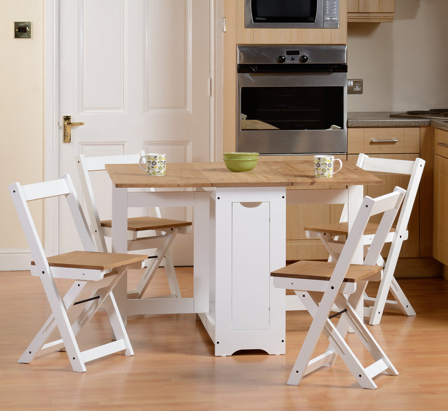 Dining Set Folding Table Chairs Home Kitchen Dinner Wood Furniture 4 Test