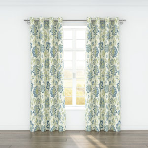 Bella Nature/Floral Semi-Sheer Grommet Curtain Panels (Set of 2)