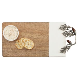 Acorn Wood and Enamel Serving 2 Piece Cheese Board Set with Ramekin