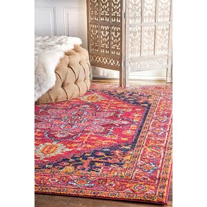 Christophe Blooming Pink/Orange Area Rug