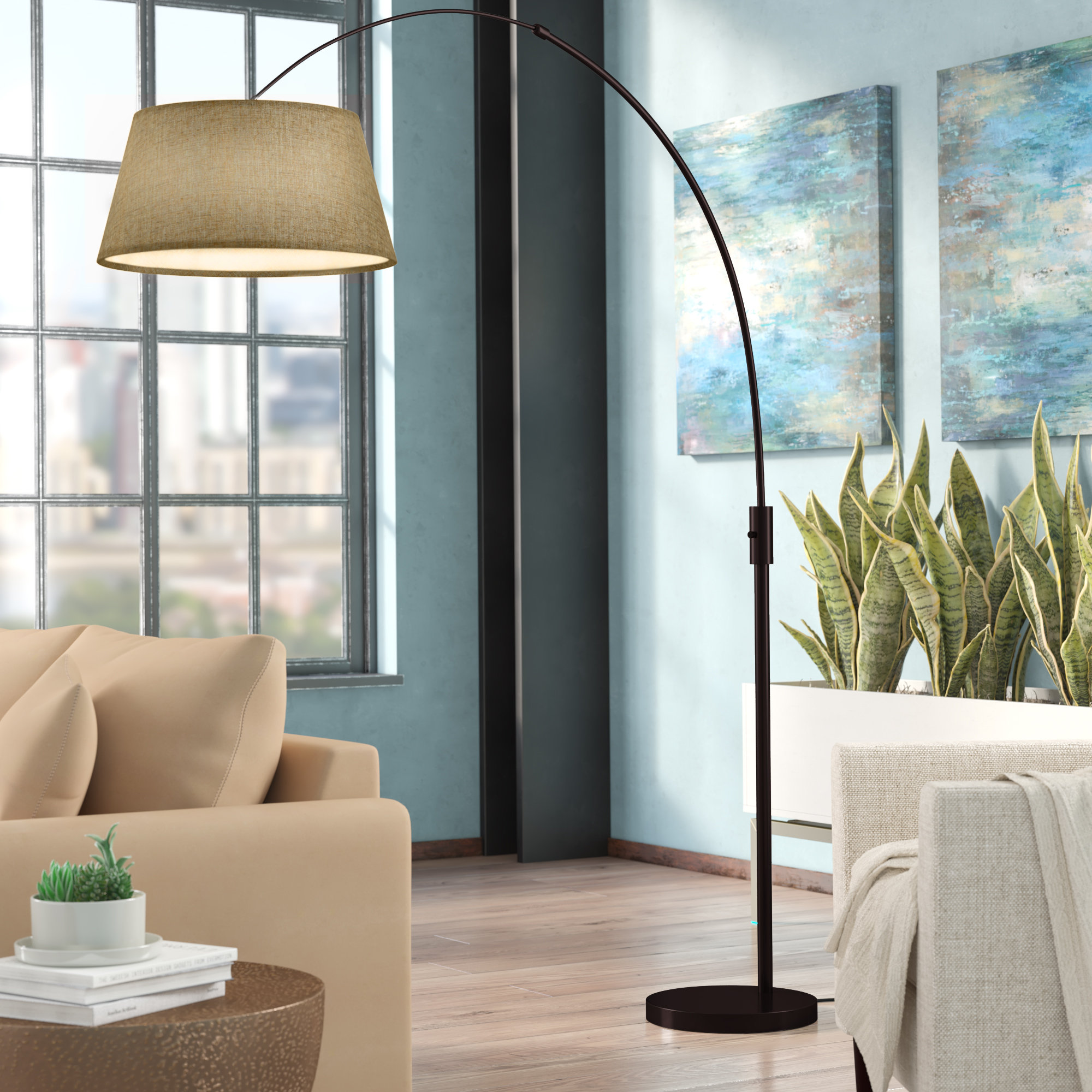 Bronze Modern Floor Lamps For Living Room - Franklin Iron Works Modern