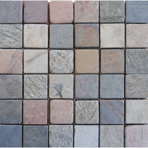 Tumbled Mixed Slate Mesh Mounted 12