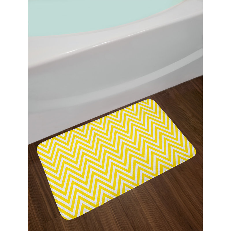 East Urban Home Thin Yellow White Chevron Bath Rug Wayfair Thin Yellow White Chevron Bath Rug