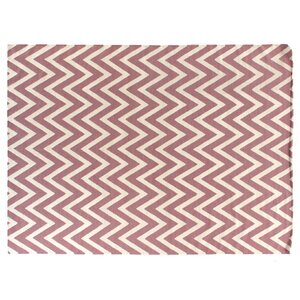 Flat Weave, New Zealand Wool, White/Pink (12' x 15') Area Rug