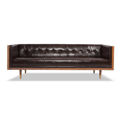 Carey Mid Century Modern Box Leather Sofa Reviews Allmodern Carey Mid Century Modern Box Leather Sofa