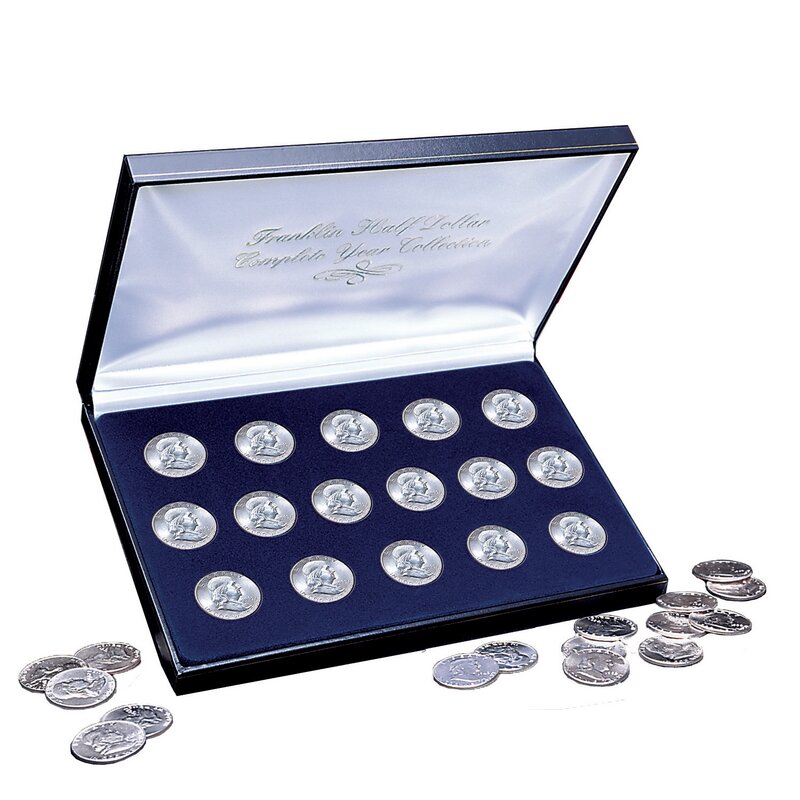 American Coin Treasure 1948-1963 Complete Franklin Silver Half Dollar Collection Display Box